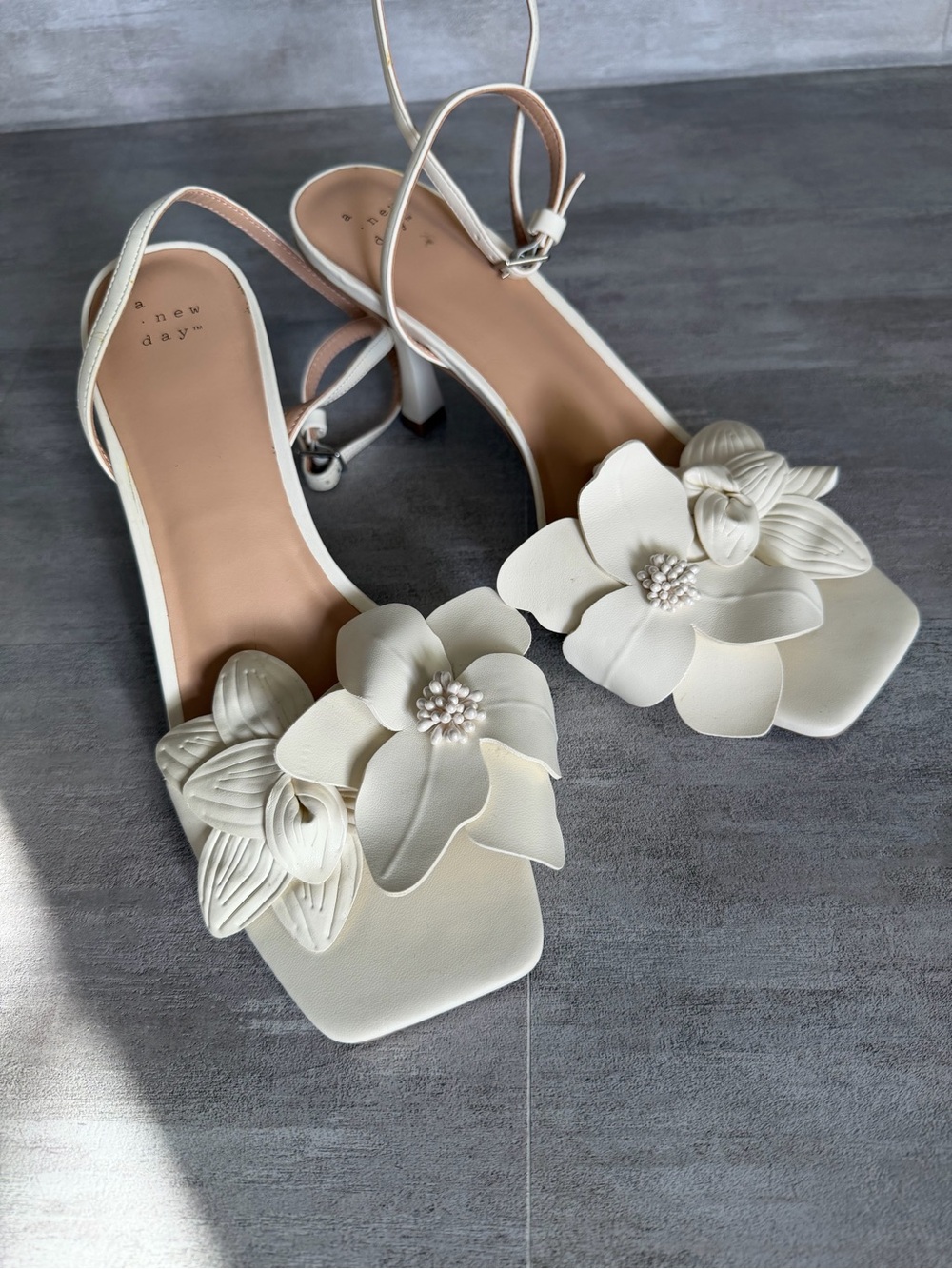 A New Day Floral Heeled Sandals Women’s 10 Cream Wedding Shoes